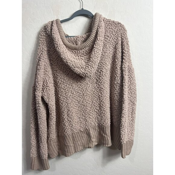 Pol Chunky Boucle Knit Taupe Beige Hoodie Sz Large Oversized - Picture 6 of 7